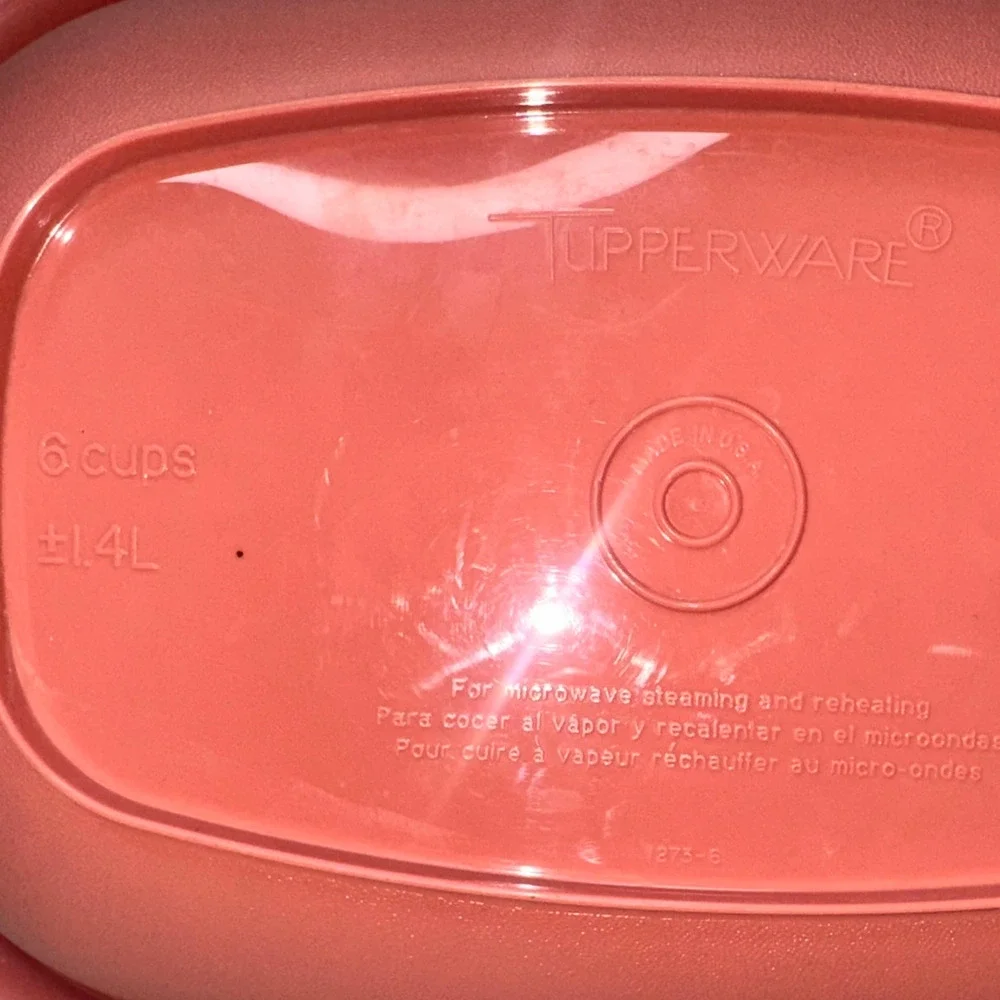 Vintage Tupperware Microwave Food Steamer 6 Cup Dusty Pink 3-Piece 1273-3